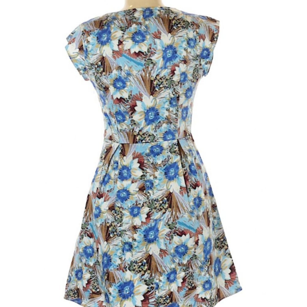 ModCloth Sugarhill Boutique blue floral a-line tea party garden dress womens 6 - Picture 2 of 4